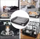 Rectangular Pet Bed – SQUARE Black with Paws