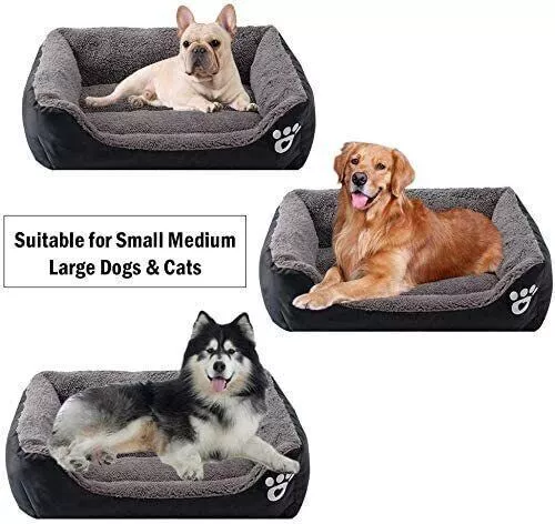 Rectangular Pet Bed – SQUARE Black with Paws