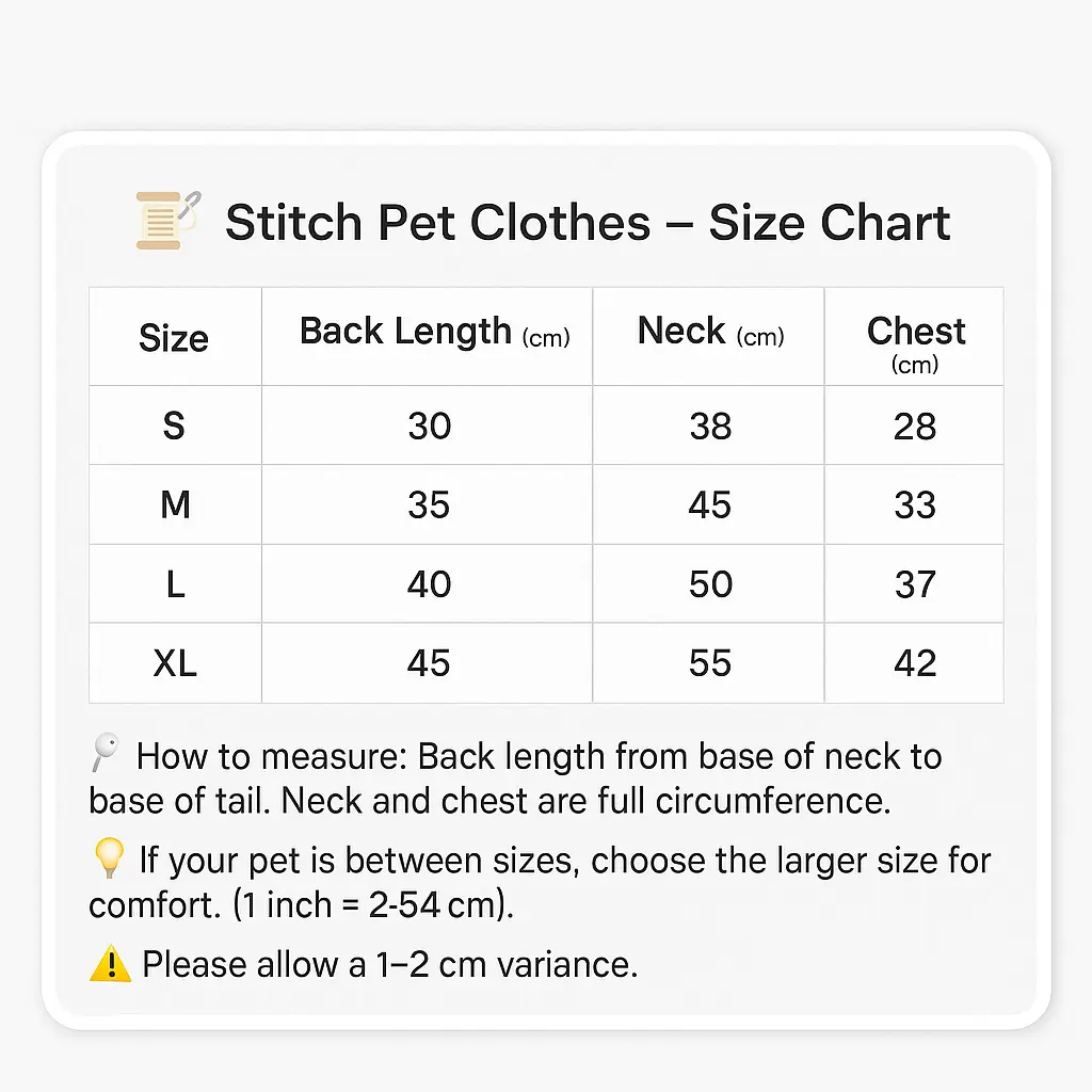 Stitch Dog Hoodie Malta Size Chart.webp