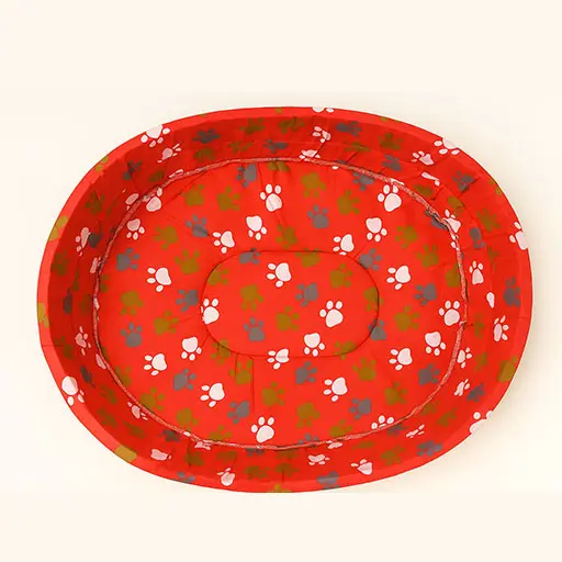 Pet Bed - Paws Red