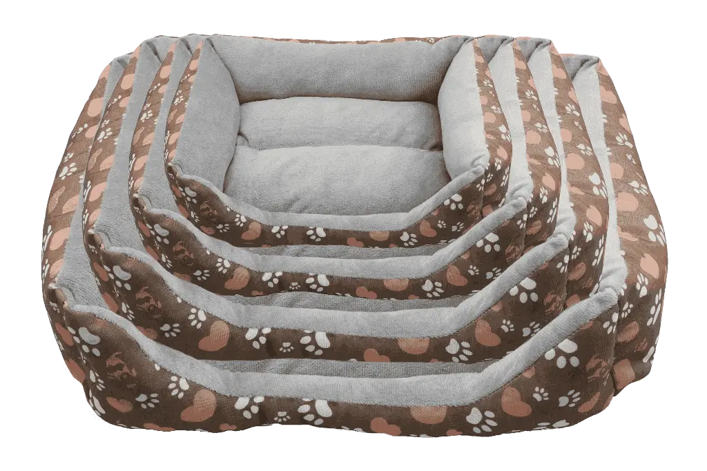 Pet Bed - Rectangular PAWPRINT - Brown
