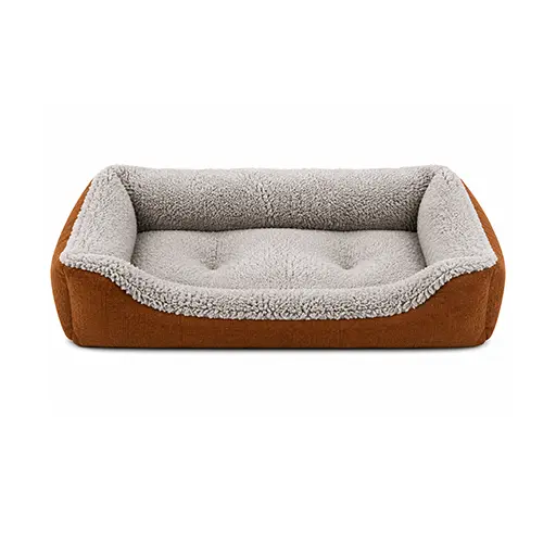 Pet Bed Cozy Haven – Rusty Orange & Grey