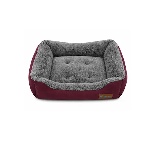 Pet Bed - Cozy Haven – Grey & Maroon