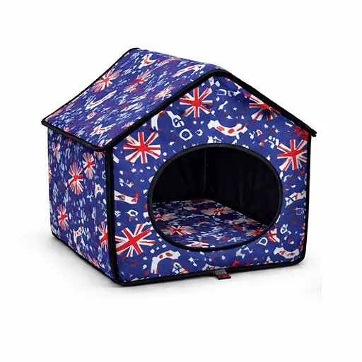 Comfort Cube Soft Indoor Pet House – Blue & Red