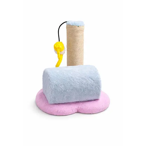 Premium Cat Scratching Post with Plush Tunnel & Play Toy