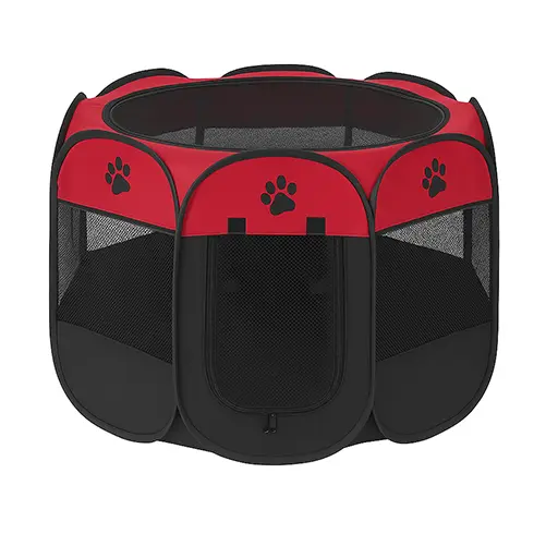 Pet Playpan (Foldable) – Red & Black