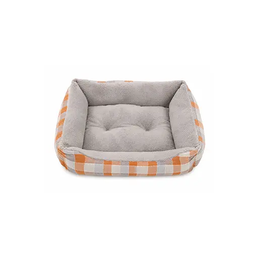 Pet Bed Luxury Checkered Orange