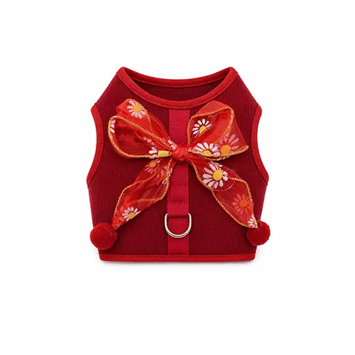 Elegant Floral Vest Harness for Dogs & Cats RED