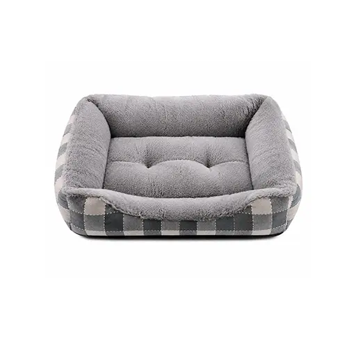 Pet Bed Luxury Checkered Grey
