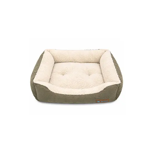 Pet Bed Cozy Haven – Muddy Green & Beige