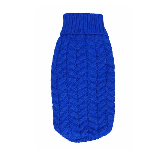Nordic Cable Knit Winter Dog Jumper – Blue