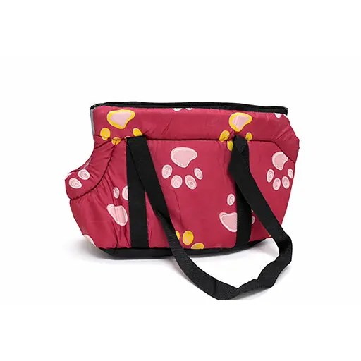 Pet Carrier Bag with Colorful Paw Prints Red