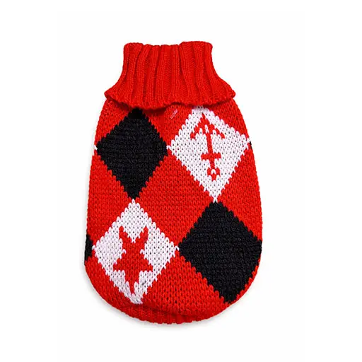 Argyle Knit Sweater – Red, Black & White
